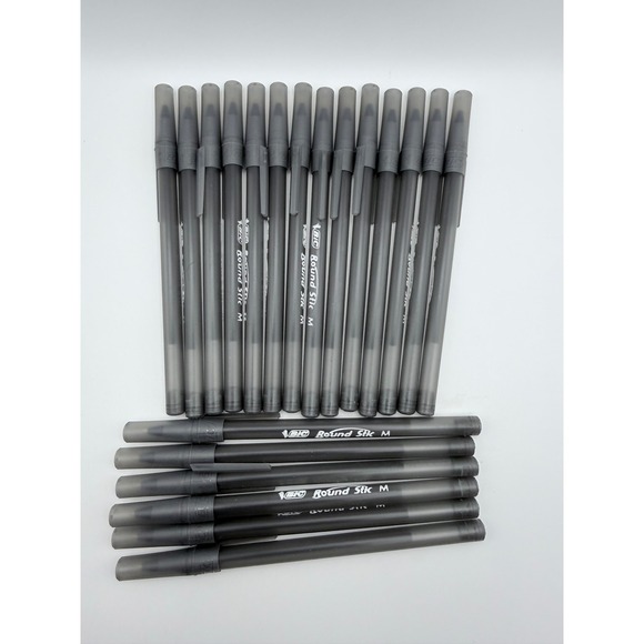 BIC Other - BIC Round Stic Medium Point‎ Ballpoint Pens Black Ink Translucent Barrel Bulk 20